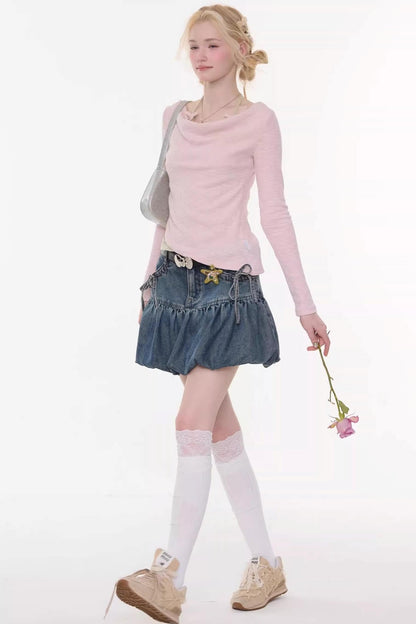 Sweet Bubble Denim Skirt