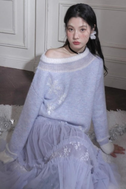 ホリデースノーフレークワンショルダートップス