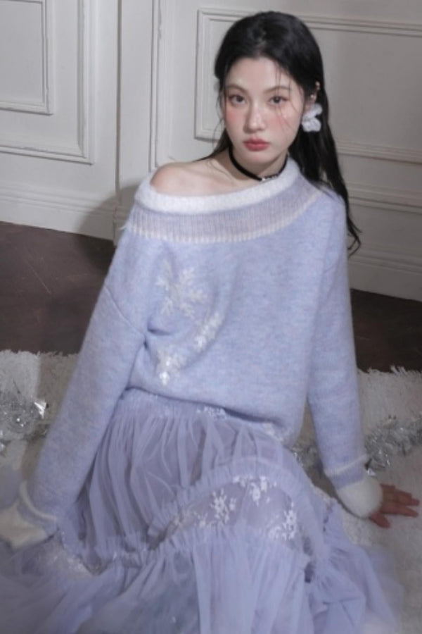 ホリデースノーフレークワンショルダートップス