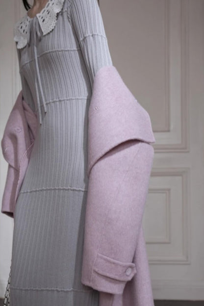 スーチュアンミストグレイフリルロングドレス