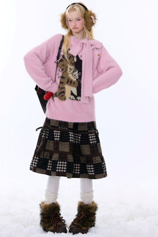 レトロキャットパターンセーター