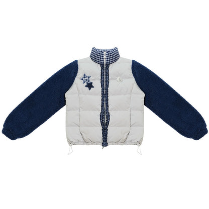 Star Print Color Block Coat