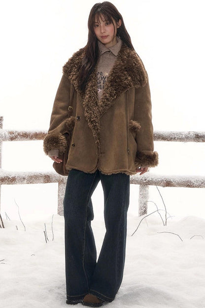 リバーシブルファースエードコート