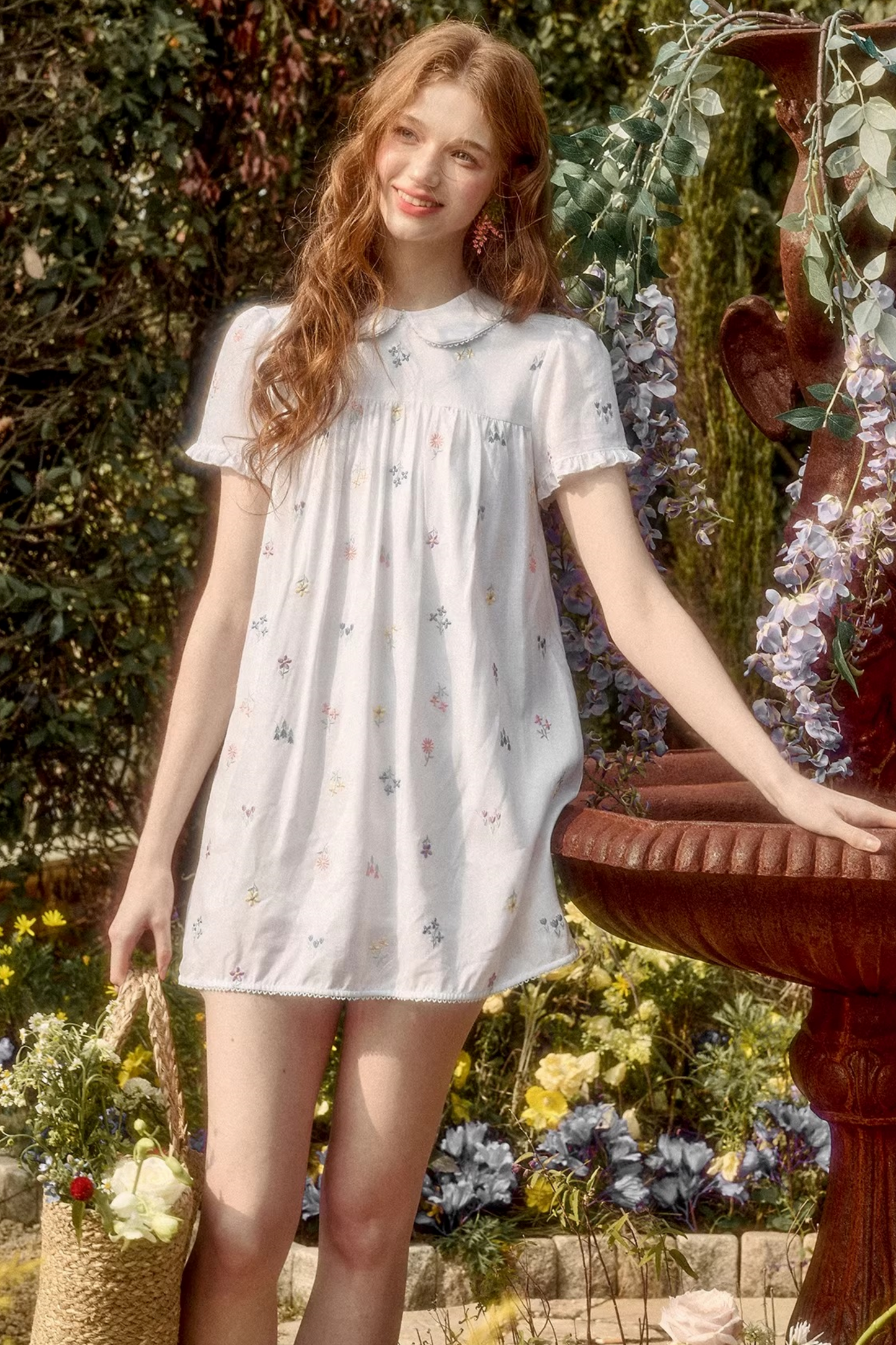 レトロフラワードレス+トップス+パンツ+カーテン+スカーフ