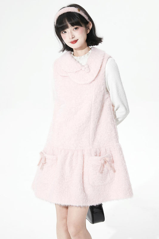 ピンクウールンニットドレス