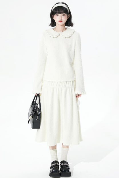 Feather Yarn Doll Collar Sweater