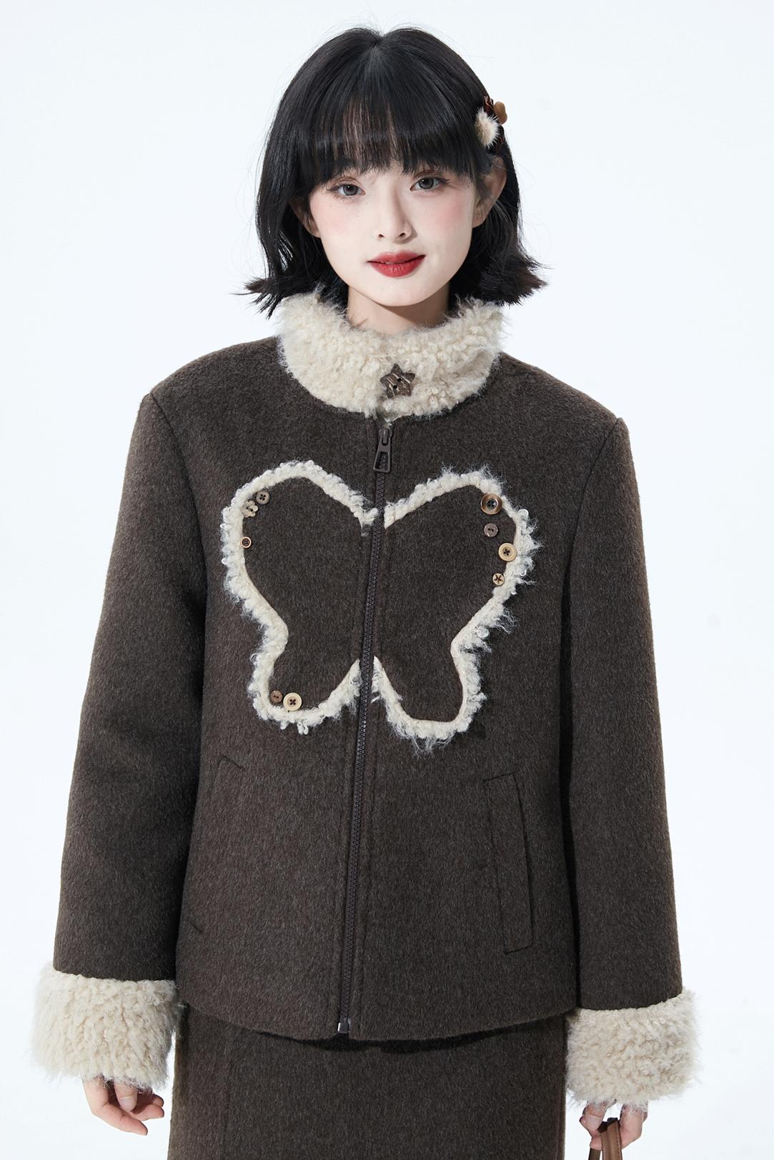 ダークブラウンファーカラーコート