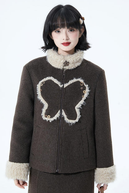 ダークブラウンファーカラーコート