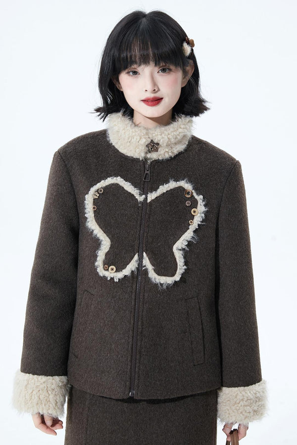 ダークブラウンファーカラーコート