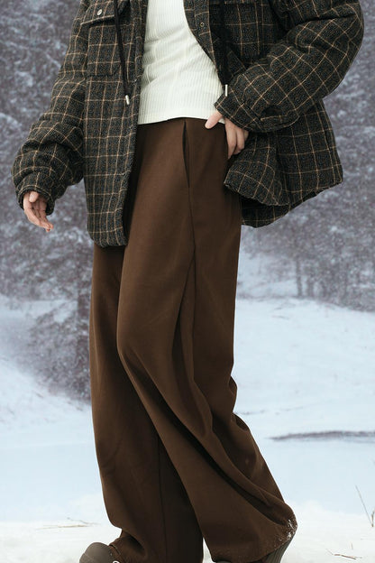 Solid color straight pants