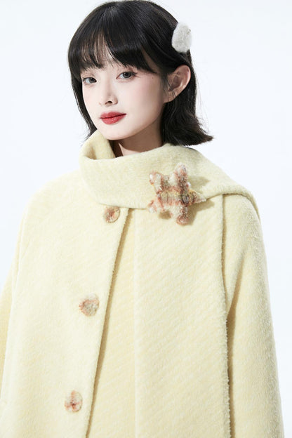 デタッチャブルプラッシュウールコート