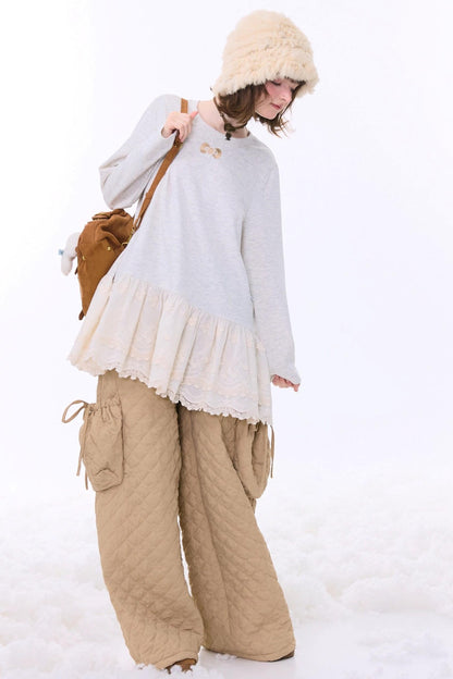 Retro Casual Lace Ribbon Top