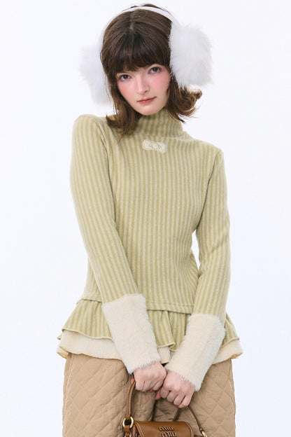 One-point Bow Peplum Top