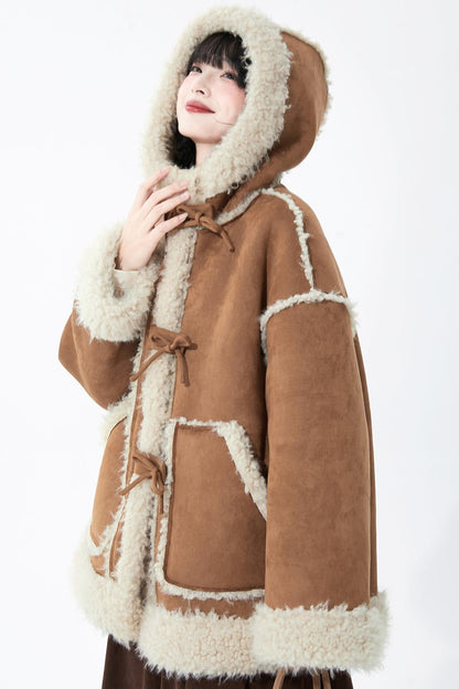 Suede Fur Hooded Coat