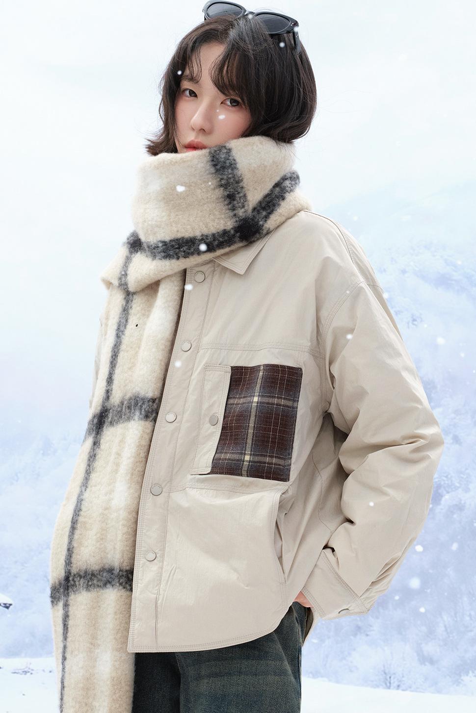 チェックコントラストカラーダウンジャケット