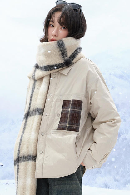 チェックコントラストカラーダウンジャケット