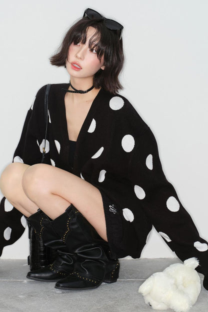 ビッグドットニットカーディガン