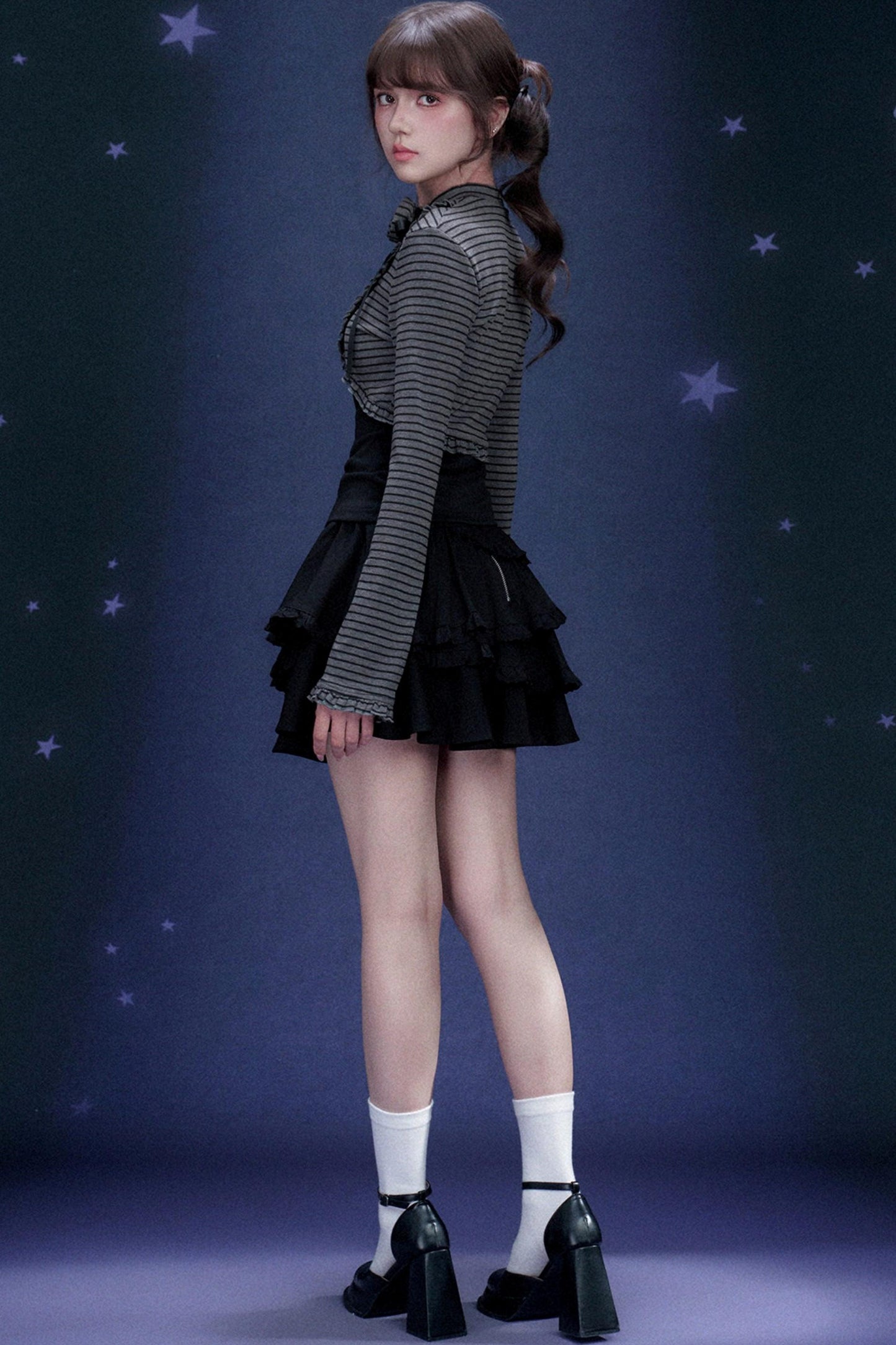 Striped Rose Brooch Top