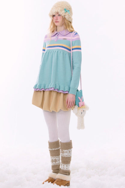 Contrast Striped Knit Sweater