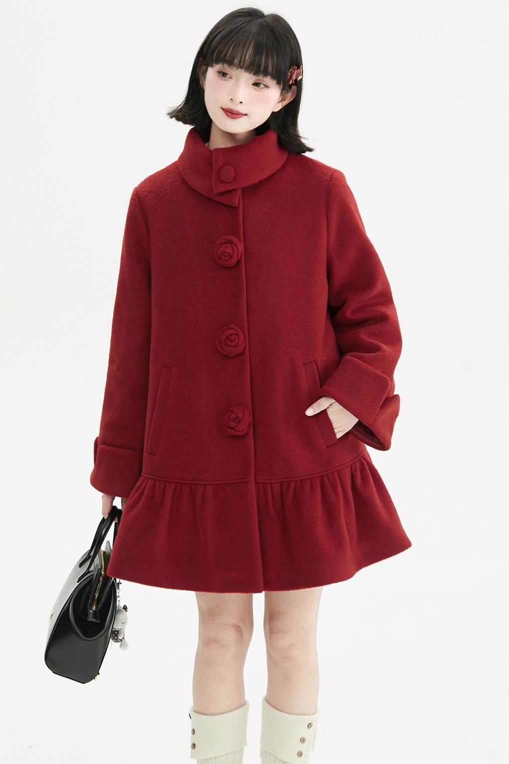 ローズラッフルウールコート