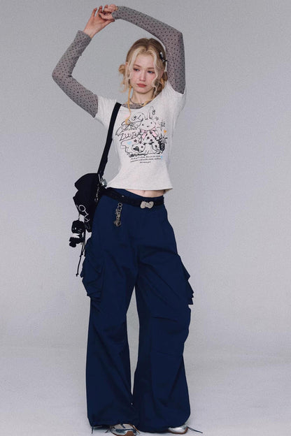 Gray Tone Rabbit Print Blouse