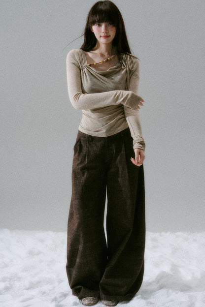 Open collar tight mode top