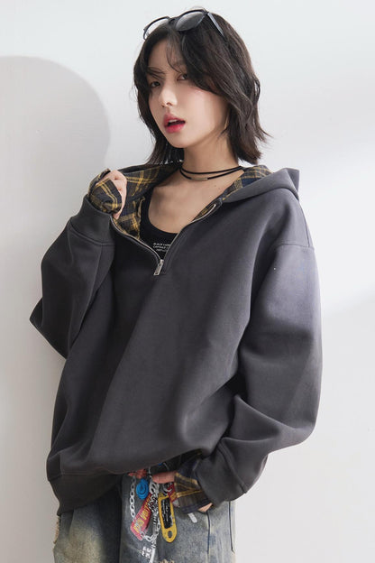 Check Stitch Hooded Sweatshirt