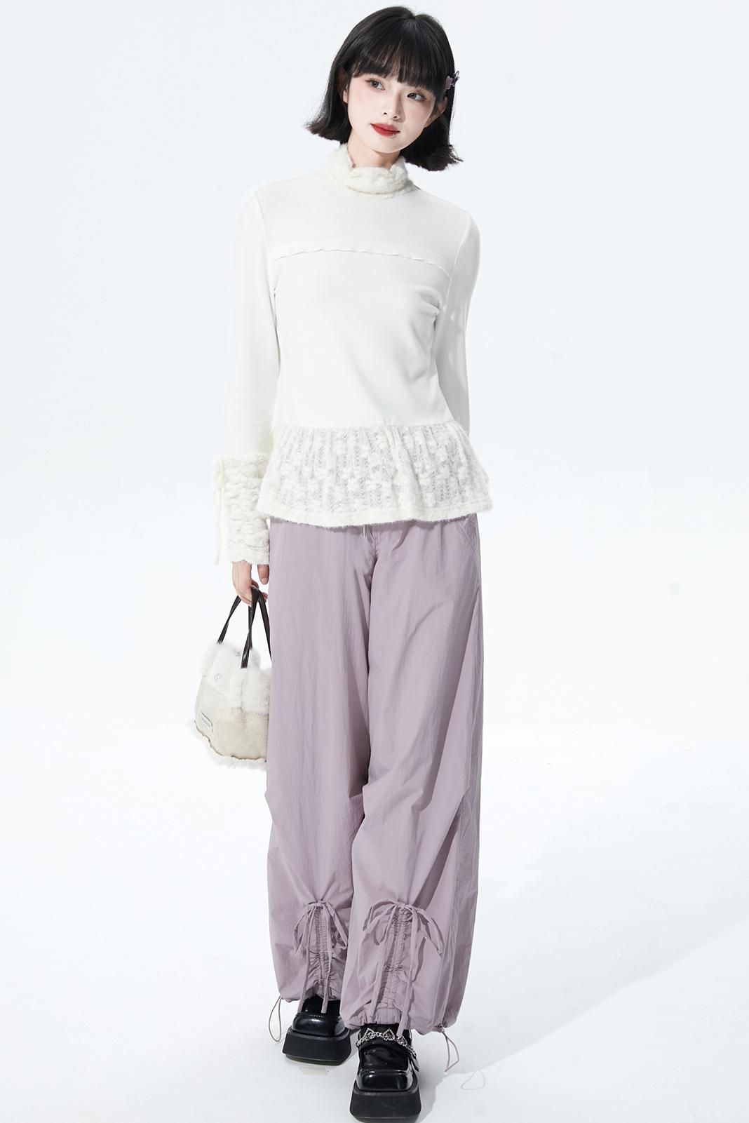 Gray purple fleece lined pants