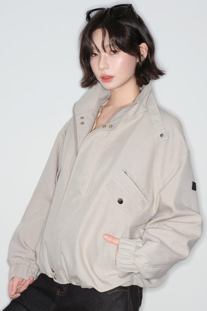 ソリッドカラースタンドカラージャケット