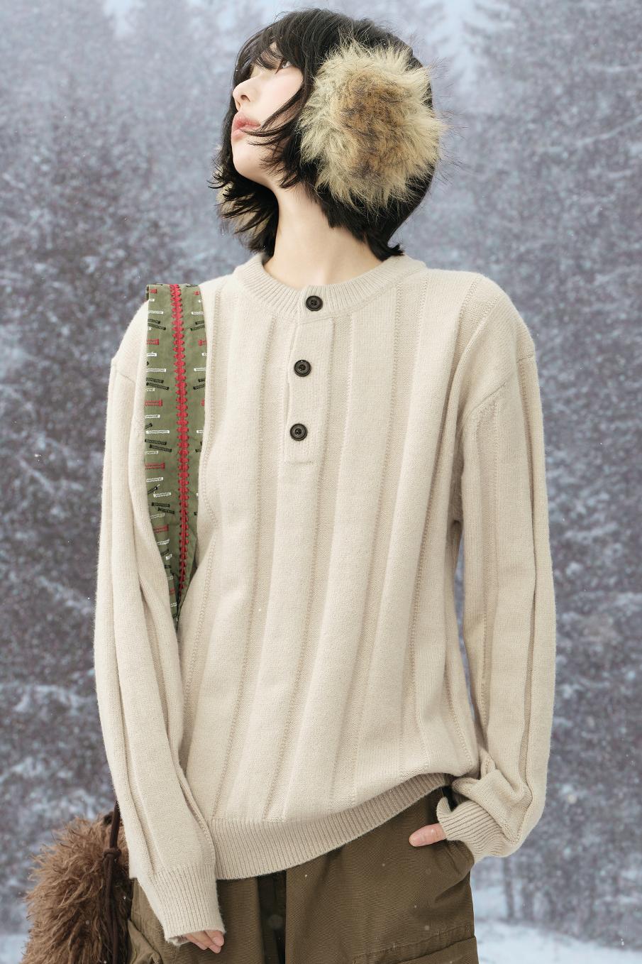 striped round neck sweater