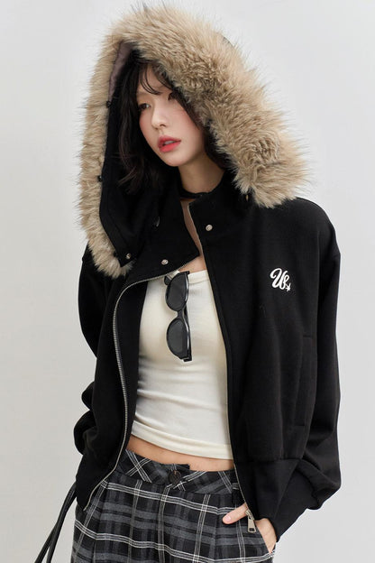 ファーカラールフードジャケット