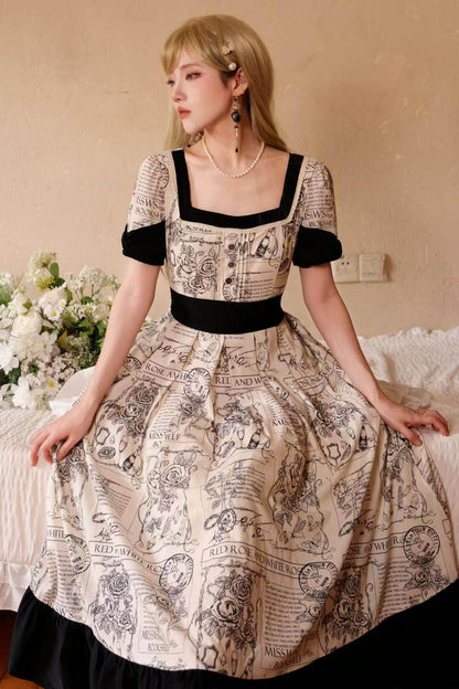Rose Print Classical Dress