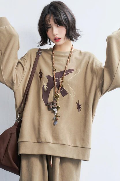 エンブロイダリーロングスリーブニットスウェット