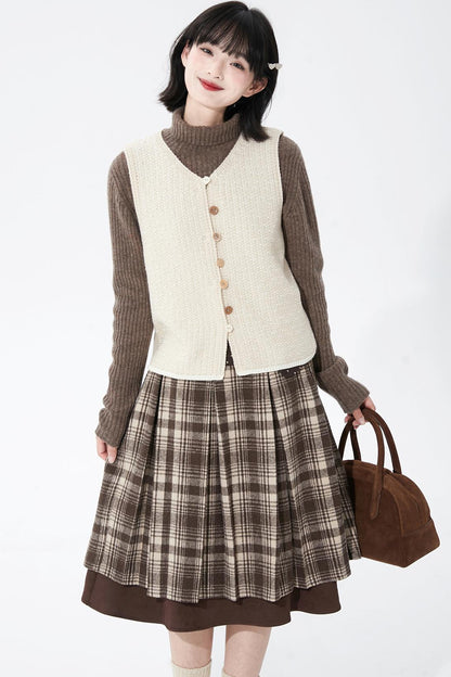 White apricot knit vest cardigan