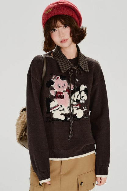 レトロジャガードソフトカラートップス