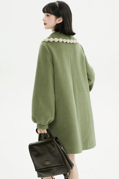 ジャスミングリーンウールコート