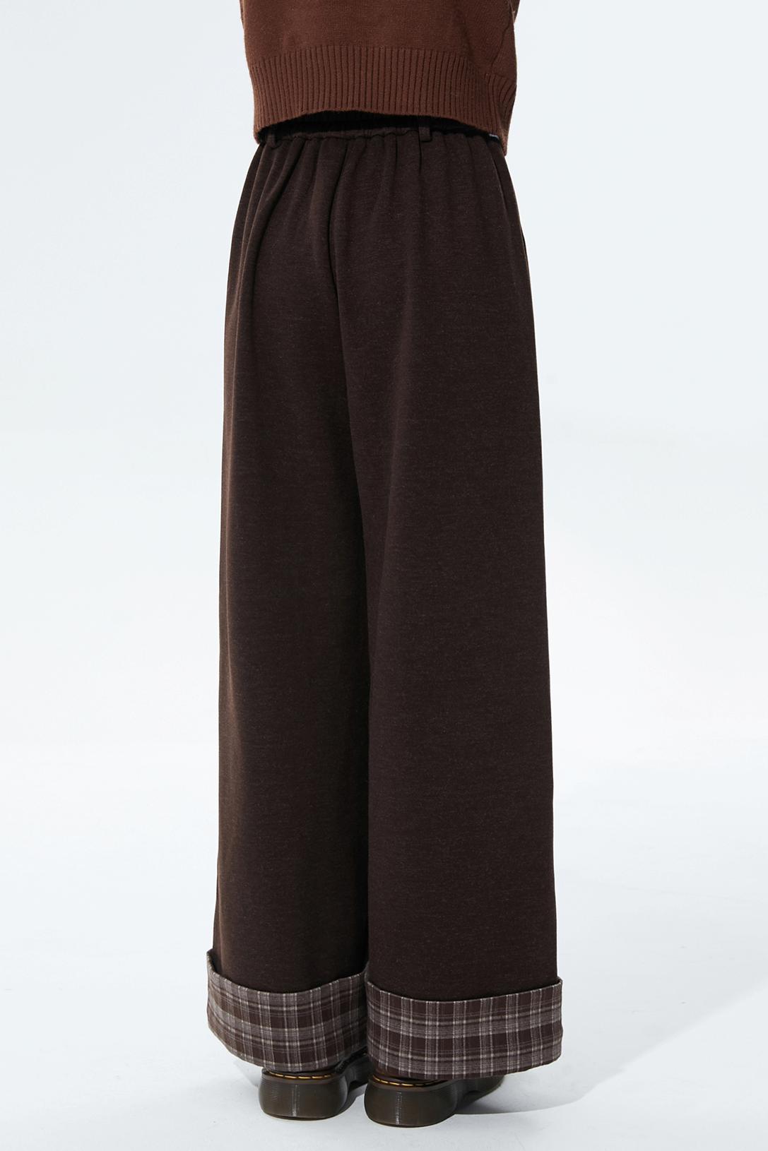 チョコレートチェックニットワイドパンツ