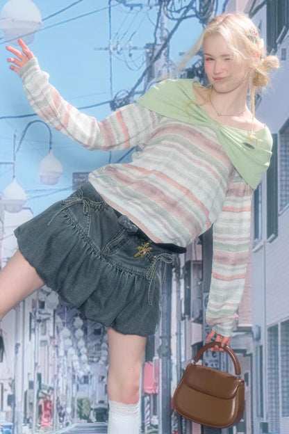 Spring Mist Striped Knit Top