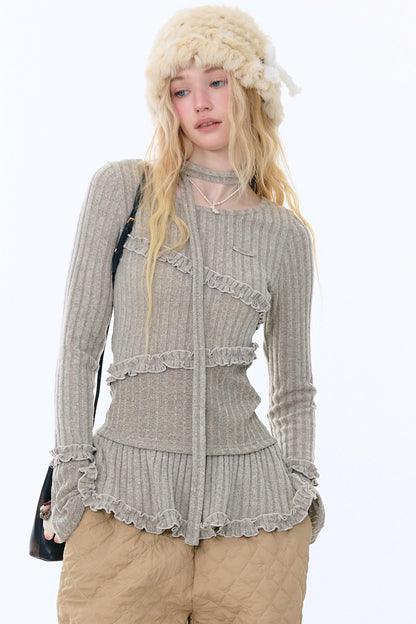Irregular Ruffle Knit Top