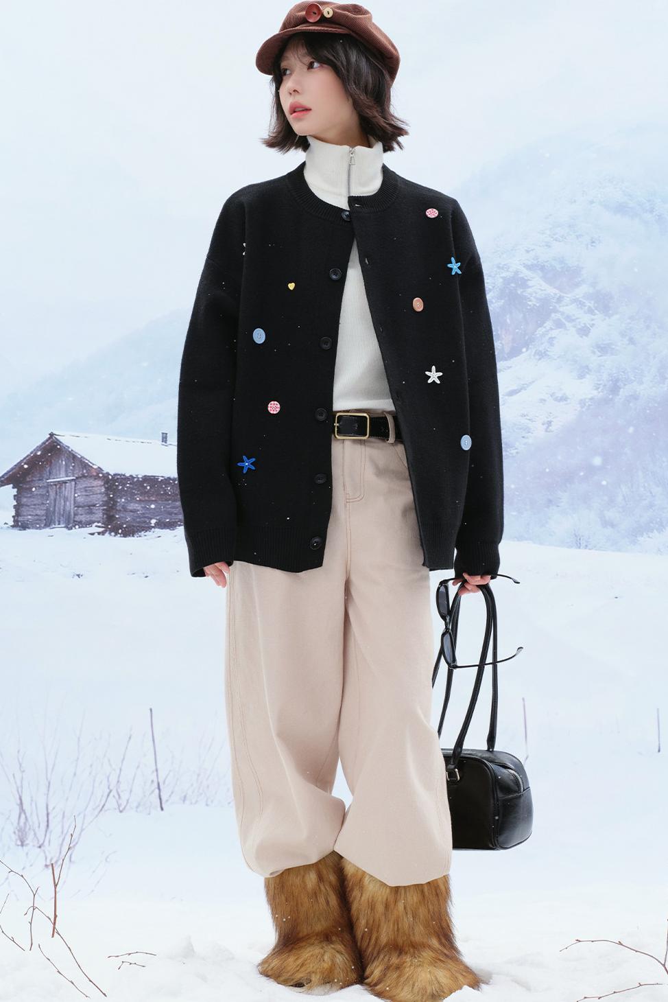 Colorful Button Knit Cardigan