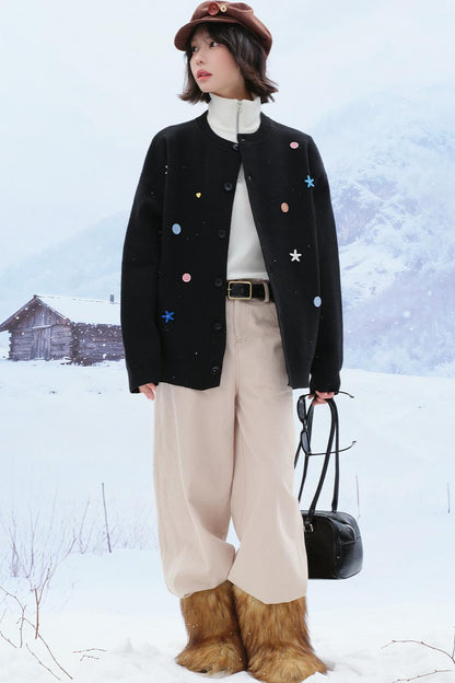 Colorful Button Knit Cardigan