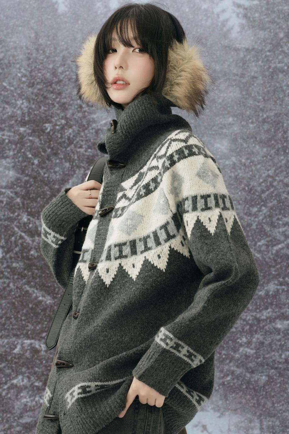 カラーコントラストニットカーディガン