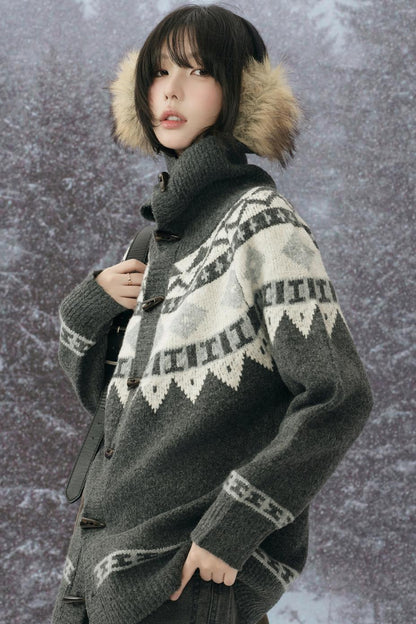 カラーコントラストニットカーディガン