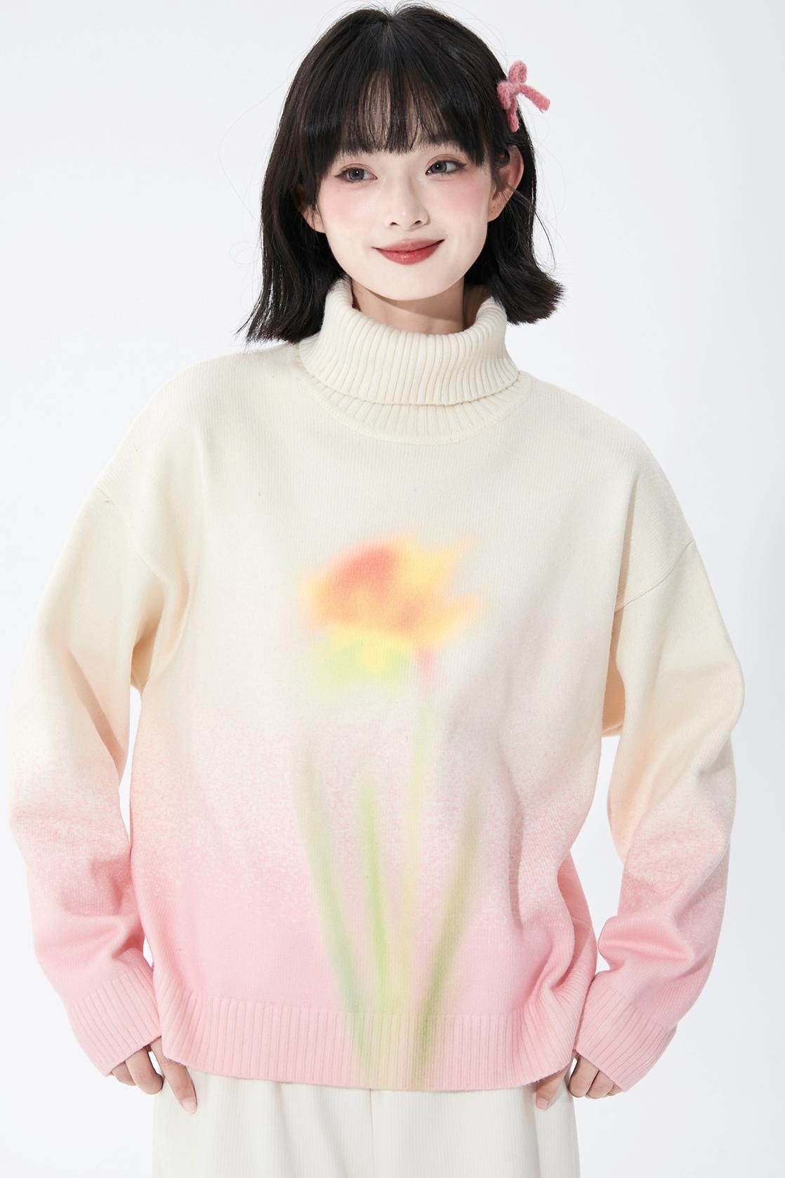 Soft pink gradient knit sweater