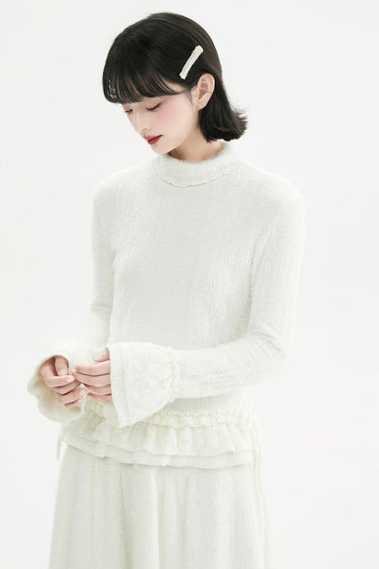 ミルキーホワイトレースニットトップ