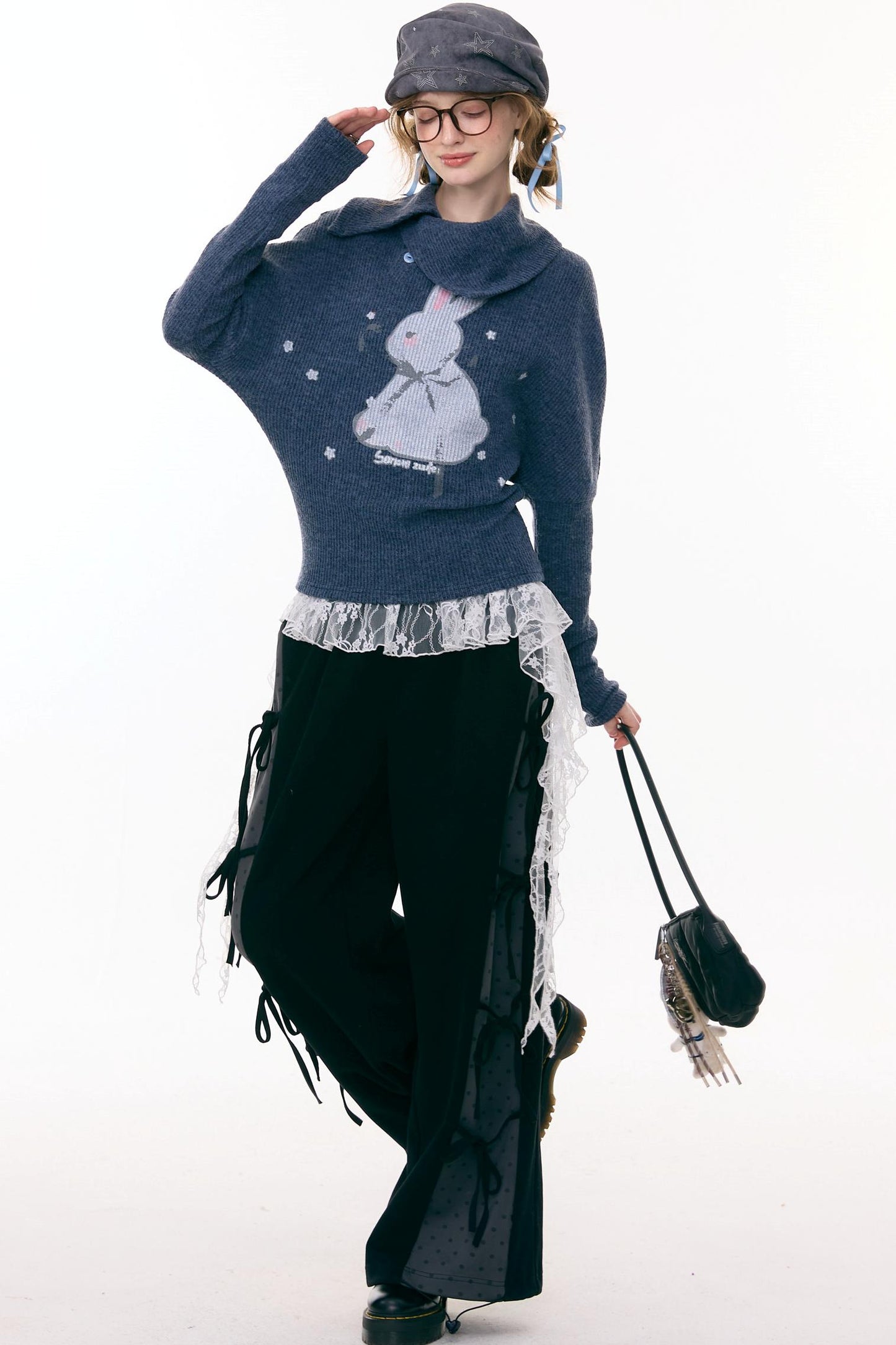 Rabbit Print Knit Top