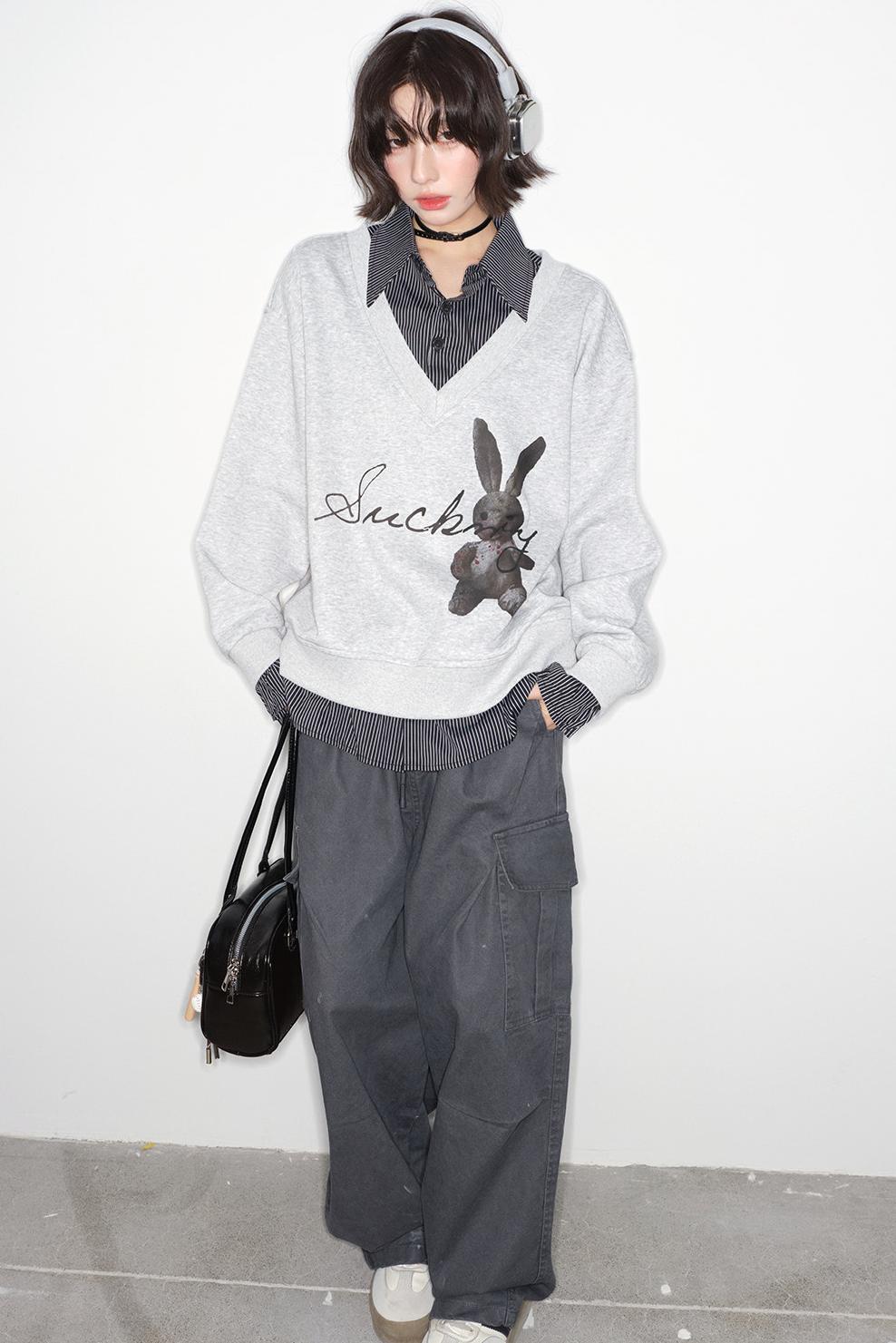 Rabbit Print Sweatshirt Top