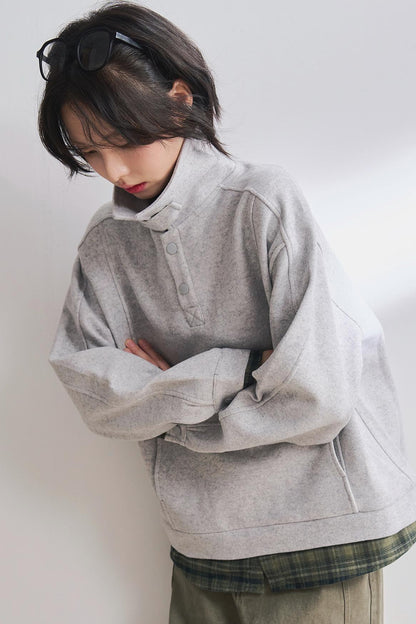 Shirt Hem Layered Style Sweatshirt