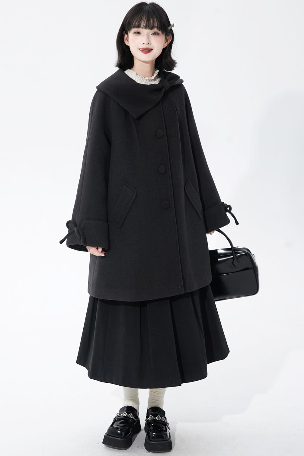 インクダイアシンメトリーウールコート