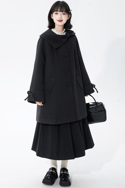 インクダイアシンメトリーウールコート